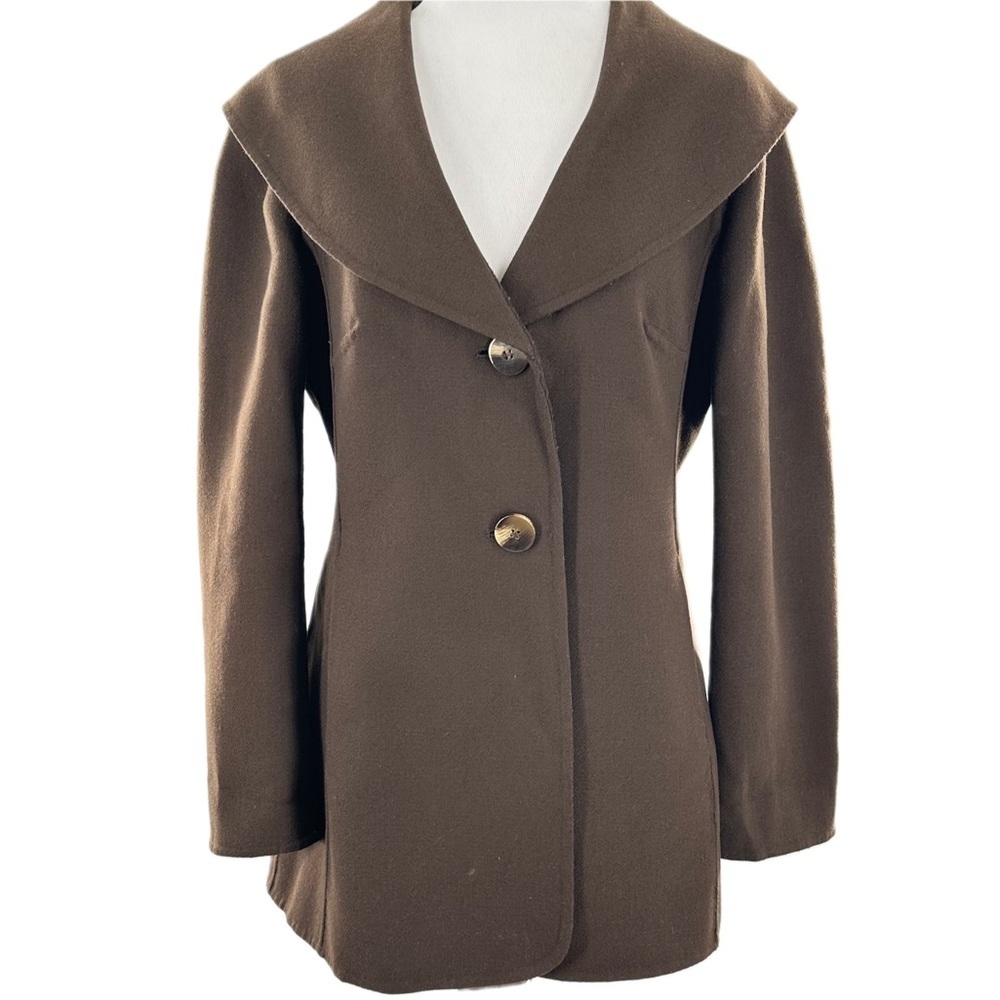 Talbots petite coat 6 P brown 100% wool 90s vintage coastal grandma fairycore